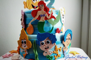 Bubble Guppies and Ariel Cake with 2D Characters