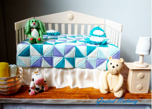 Baby Shower Cot Cake with Fondant Teddy