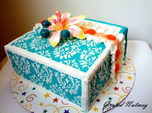 Cake stenciled with Royal Icing