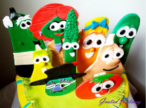 VeggieTales Cake with 2D Toppers