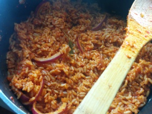 Jollof Rice in Non-Stick Pot