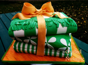 Bundles of Aso Oke Cake made with Nigerian Cake