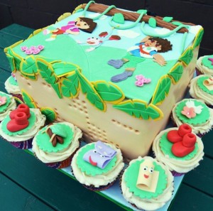 Dora and Diego Cake with 2D Topper