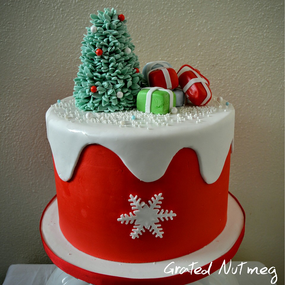 Christmas Cake with Snow Overlay