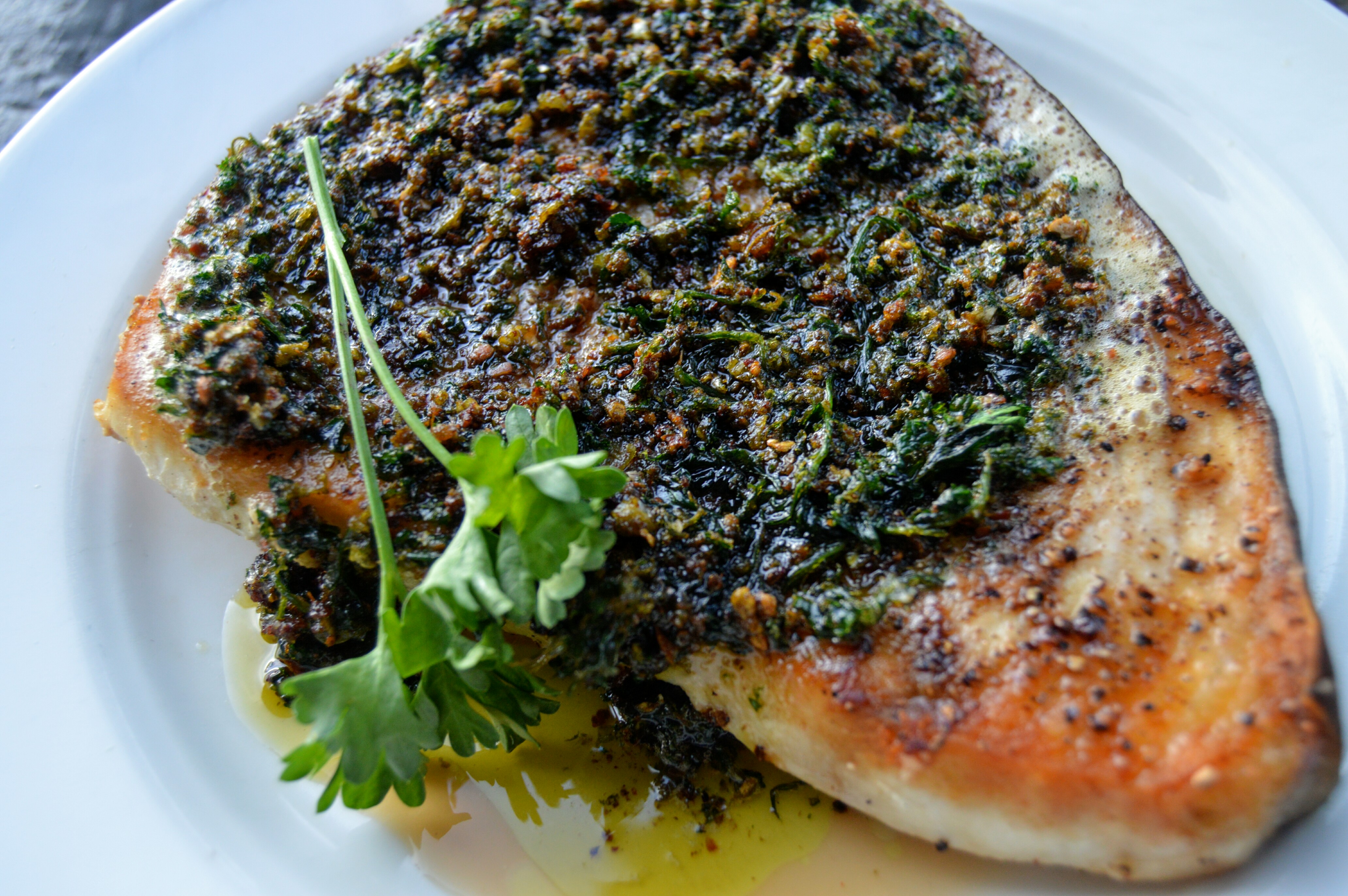 Pan Seared Swordfish with Herby Butter Sauce
